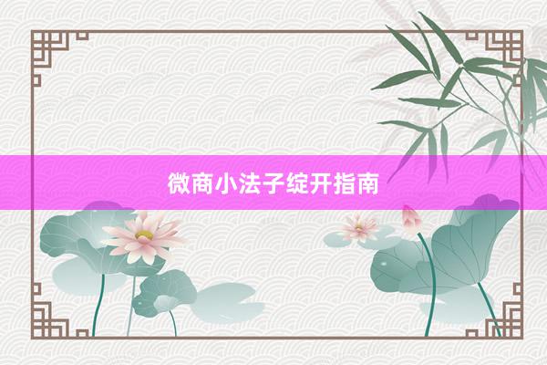 微商小法子绽开指南